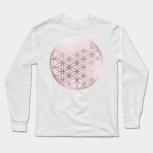 Flower of Life, Faux Rose Gold Long Sleeve T-Shirt